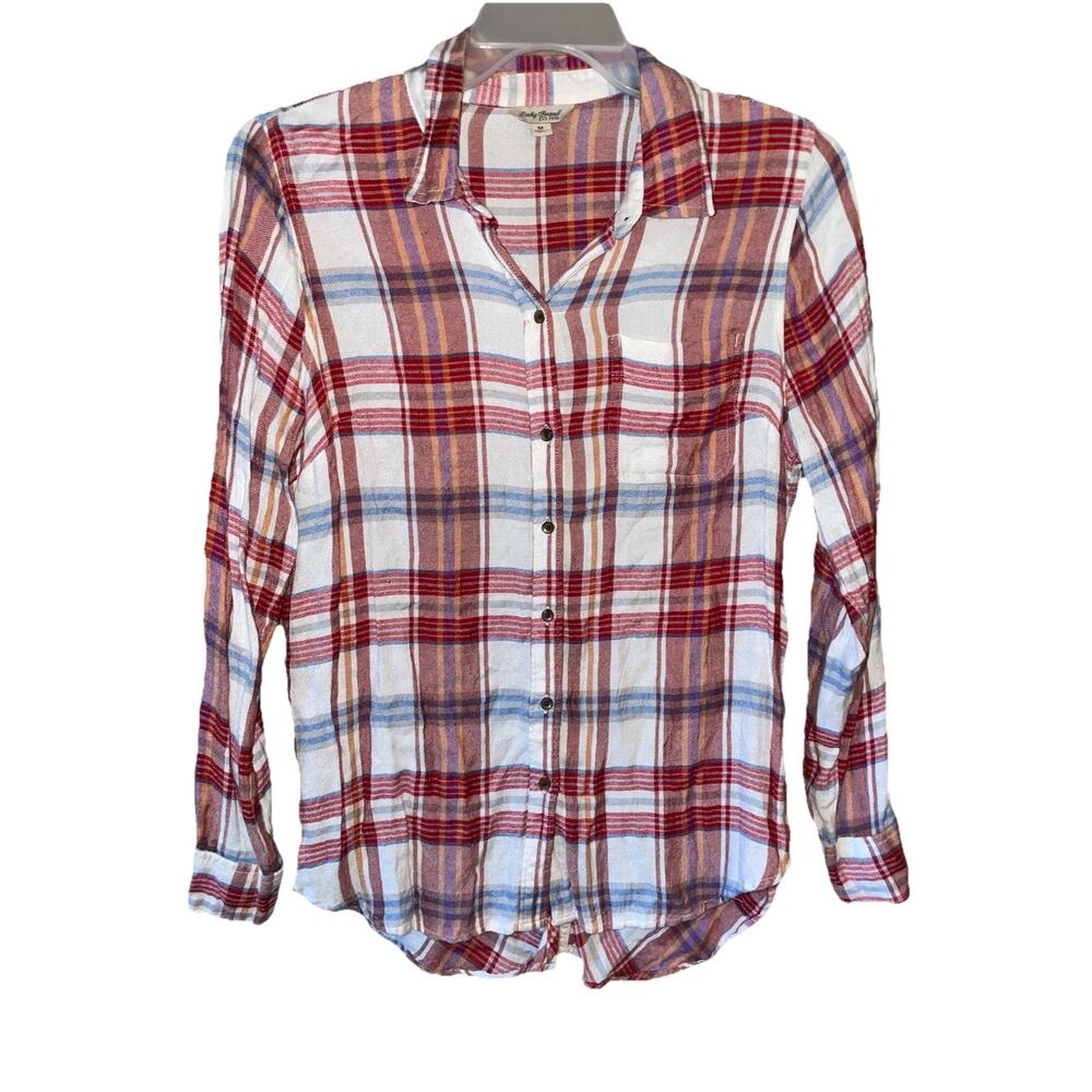 Women’s Lucky Brand Button Down And Button Back Soft Light Flannel Top Sz M